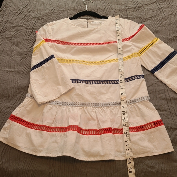 English Factory Chick Women Ladder  Lace 3/4 Sleeves 100% Cotton Shirt Size XS - Picture 5 of 8